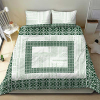 Samoa Siapo Green Trimmed Bedding Set Samoa White Sunday LT01 - Polynesian Pride