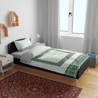 Samoa Siapo Green Trimmed Bedding Set Samoa White Sunday LT01 - Polynesian Pride