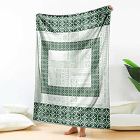 Samoa Siapo Green Trimmed Blanket Samoa White Sunday LT01 - Polynesian Pride