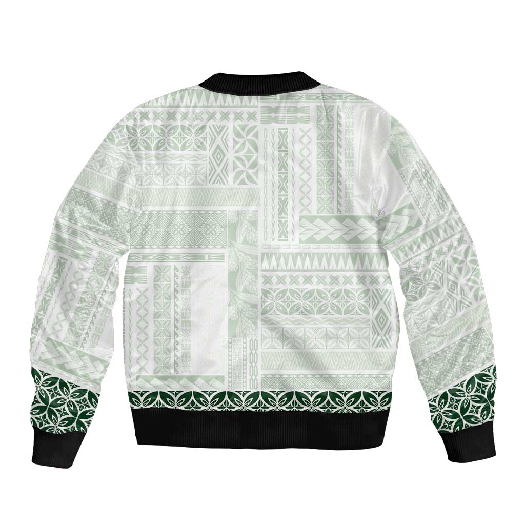 Samoa Siapo Green Trimmed Bomber Jacket Samoa White Sunday LT01 - Polynesian Pride