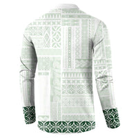 Samoa Siapo Green Trimmed Button Sweatshirt Samoa White Sunday LT01 - Polynesian Pride