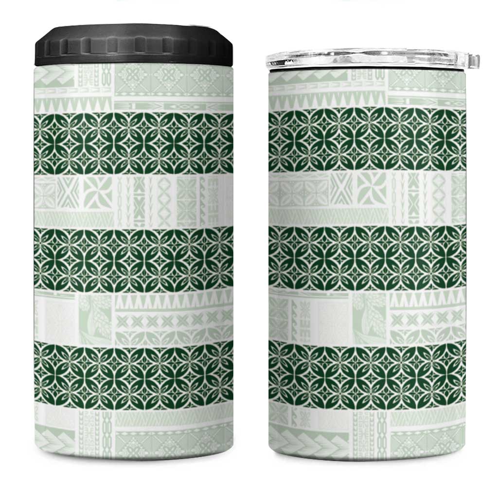 Samoa Siapo Green Trimmed 4 in 1 Can Cooler Tumbler Samoa White Sunday LT01 One Size: 16 oz Green - Polynesian Pride