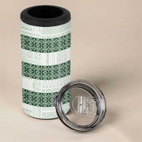 Samoa Siapo Green Trimmed 4 in 1 Can Cooler Tumbler Samoa White Sunday LT01 - Polynesian Pride