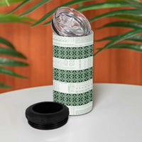 Samoa Siapo Green Trimmed 4 in 1 Can Cooler Tumbler Samoa White Sunday LT01 - Polynesian Pride