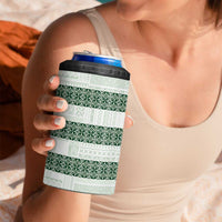 Samoa Siapo Green Trimmed 4 in 1 Can Cooler Tumbler Samoa White Sunday LT01 - Polynesian Pride