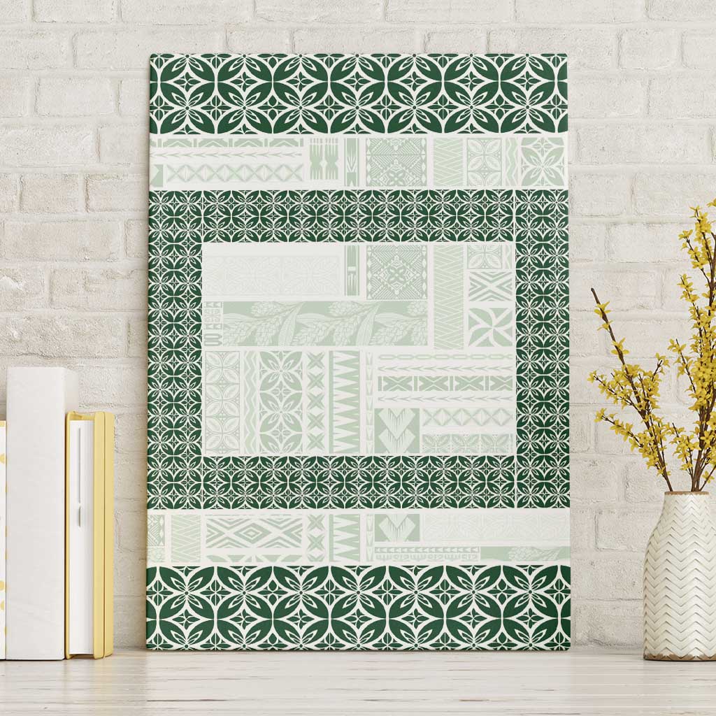 Samoa Siapo Green Trimmed Canvas Wall Art Samoa White Sunday LT01 Without Frame Green - Polynesian Pride