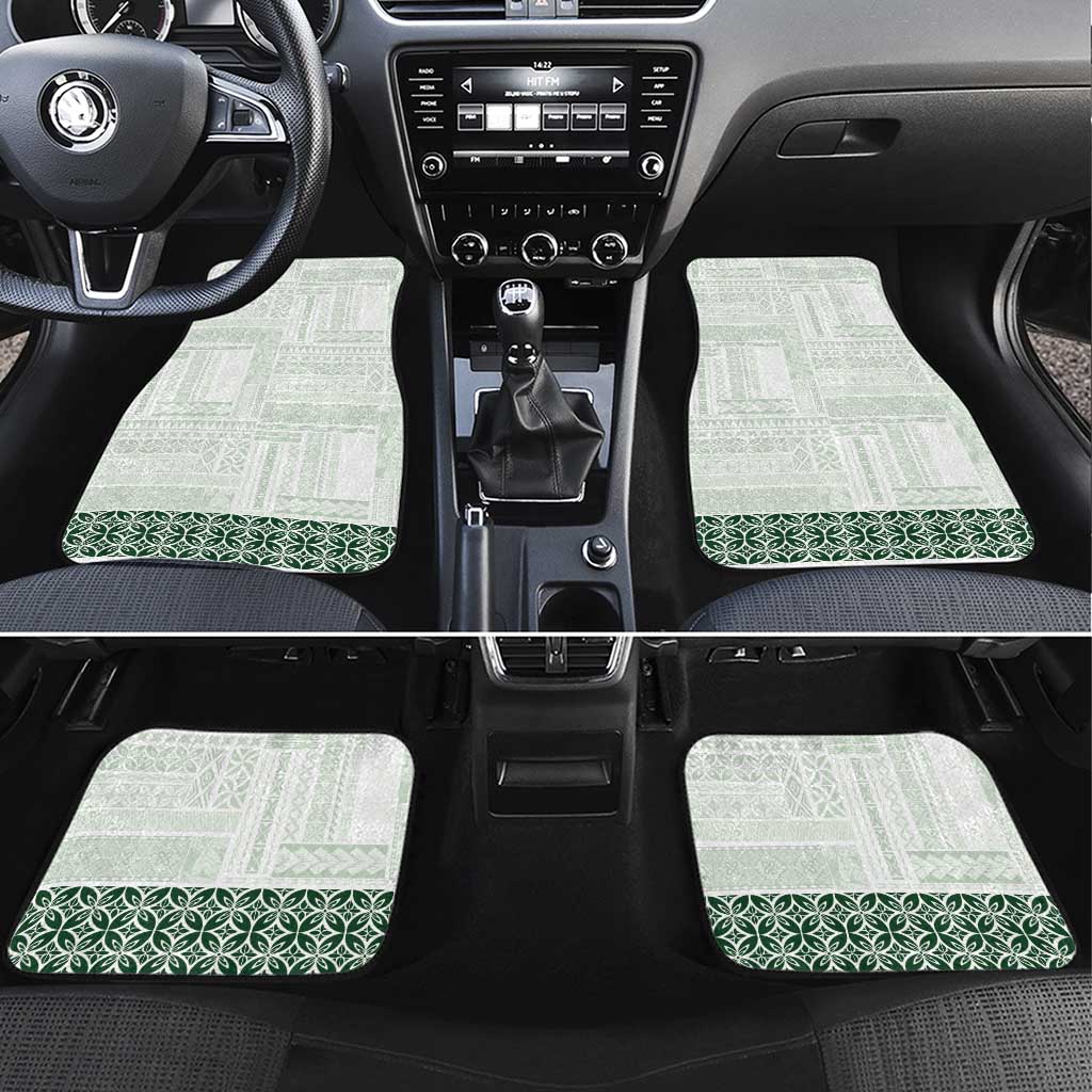 Samoa Siapo Green Trimmed Car Mats Samoa White Sunday LT01 Set 4pcs Green - Polynesian Pride