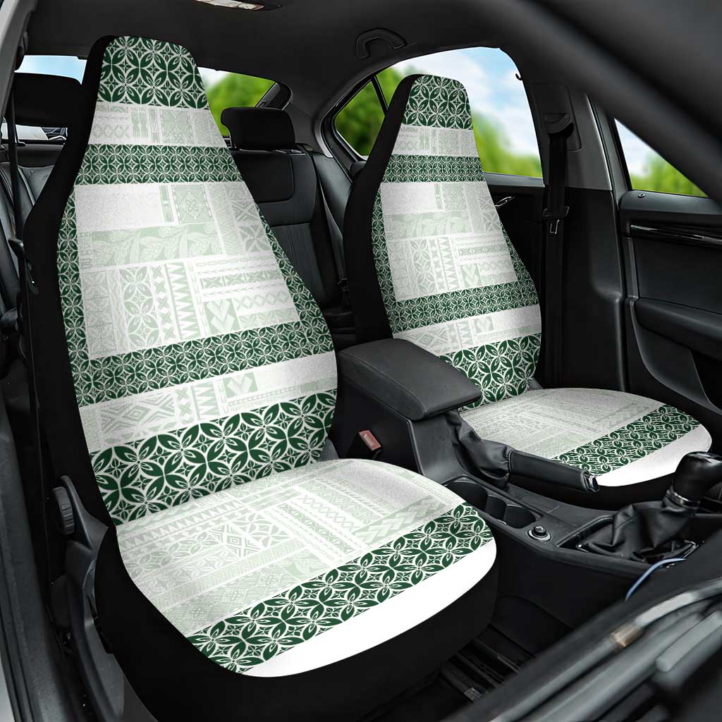 Samoa Siapo Green Trimmed Car Seat Cover Samoa White Sunday LT01 One Size Green - Polynesian Pride