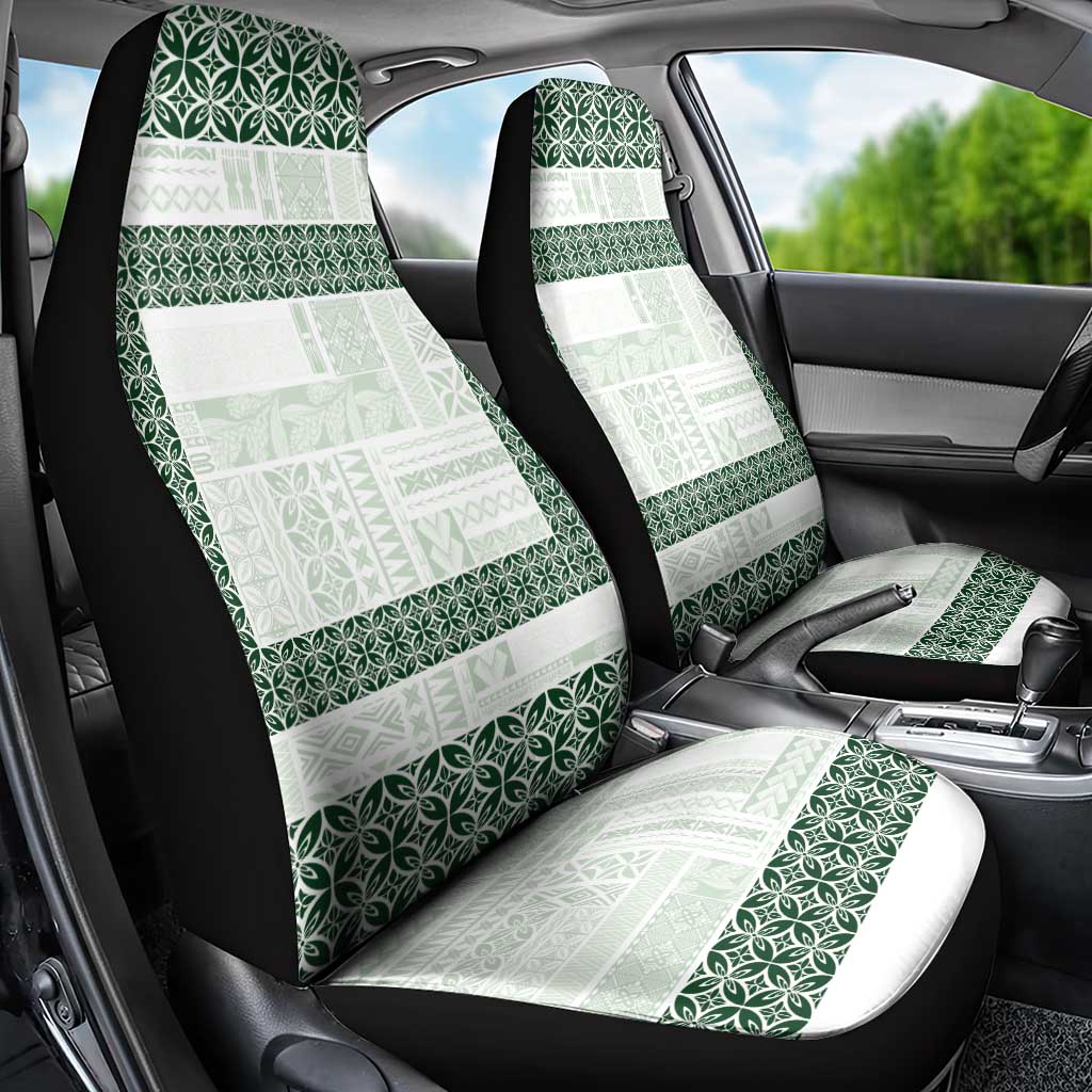 Samoa Siapo Green Trimmed Car Seat Cover Samoa White Sunday LT01 - Polynesian Pride