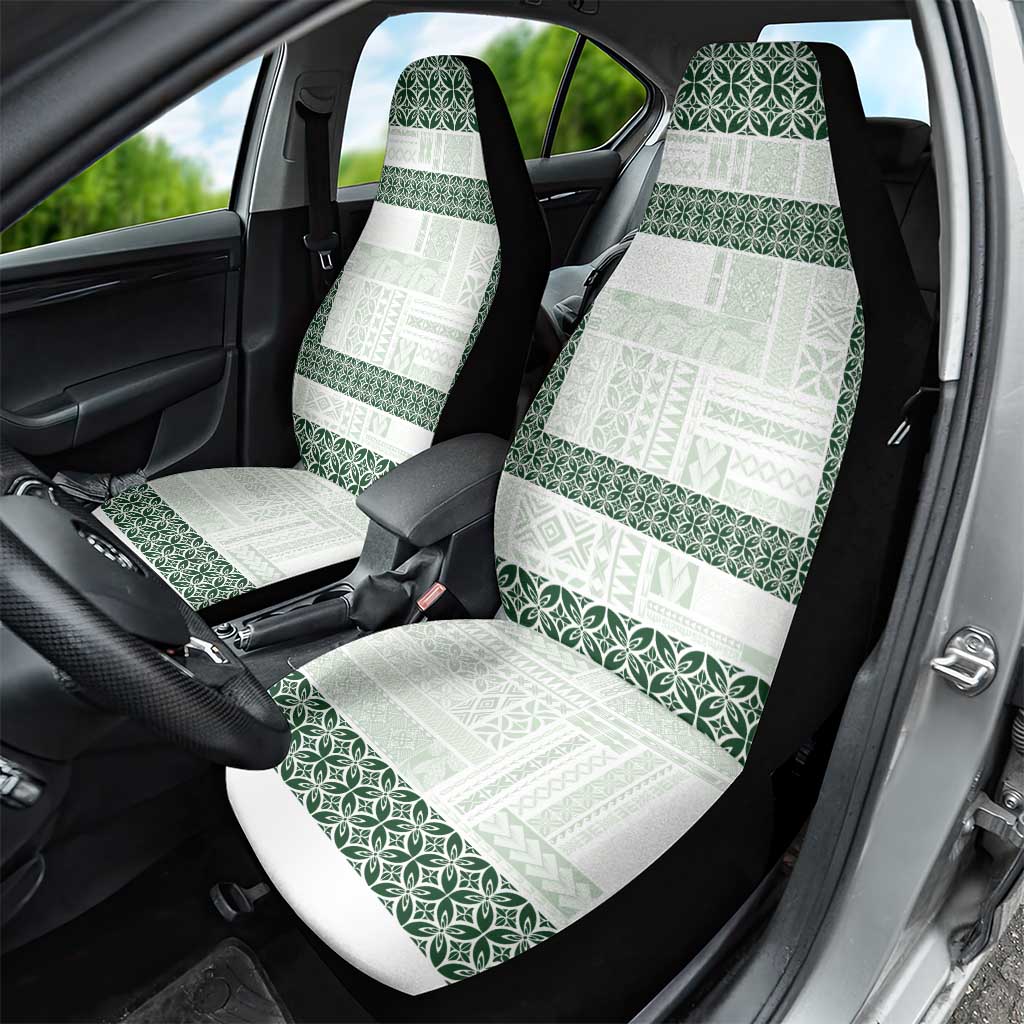 Samoa Siapo Green Trimmed Car Seat Cover Samoa White Sunday LT01 - Polynesian Pride