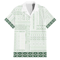 Samoa Siapo Green Trimmed Hawaiian Shirt Samoa White Sunday LT01 Green - Polynesian Pride