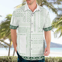 Samoa Siapo Green Trimmed Hawaiian Shirt Samoa White Sunday LT01 - Polynesian Pride