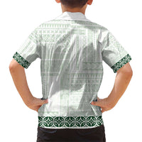 Samoa Siapo Green Trimmed Kid Hawaiian Shirt Samoa White Sunday LT01 - Polynesian Pride