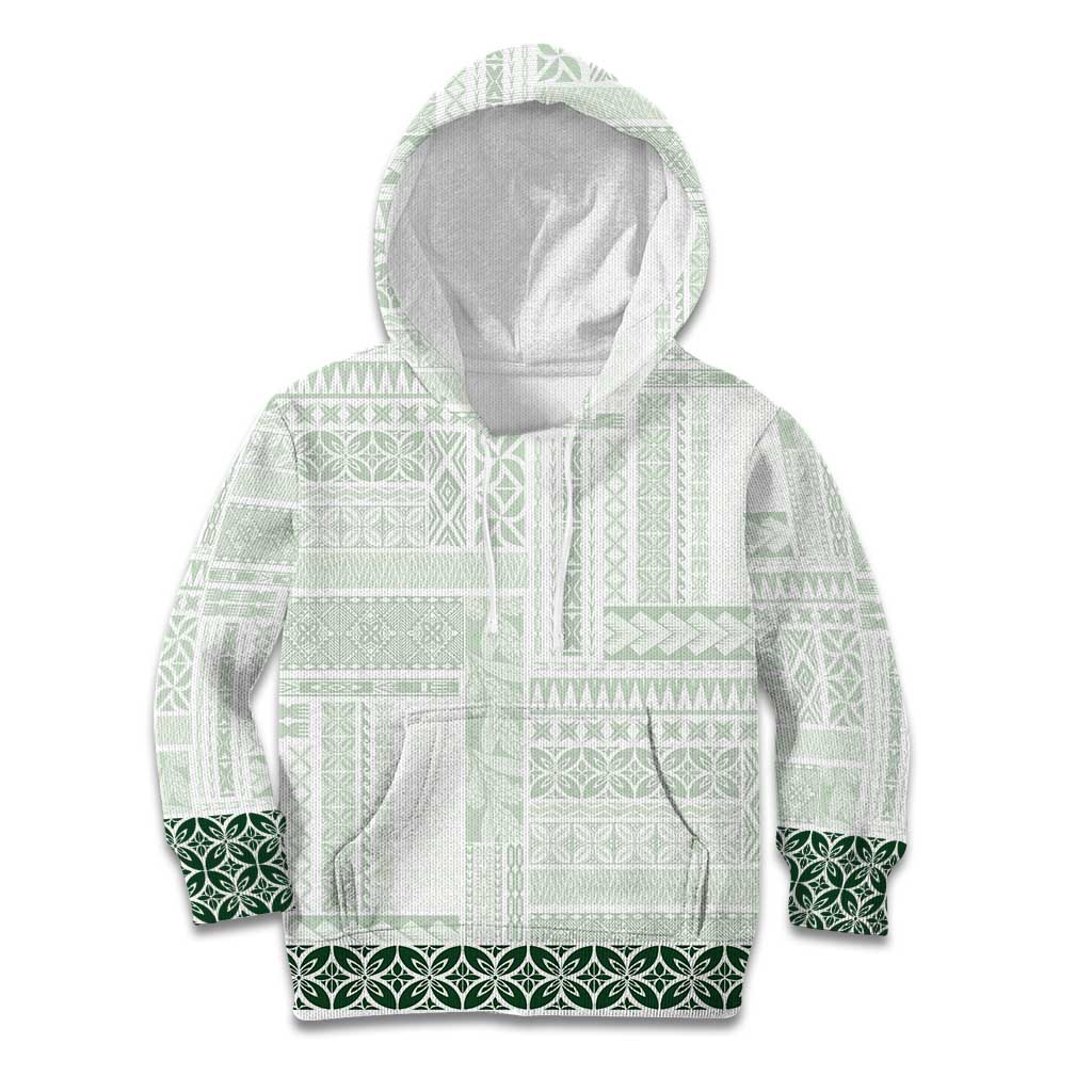 Samoa Siapo Green Trimmed Kid Hoodie Samoa White Sunday LT01 Hoodie Green - Polynesian Pride