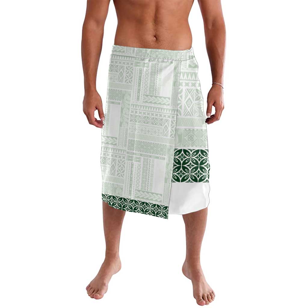 Samoa Siapo Green Trimmed Lavalava Samoa White Sunday LT01 Green - Polynesian Pride