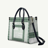 Samoa Siapo Green Trimmed Leather Bag Samoa White Sunday LT01 Green - Polynesian Pride