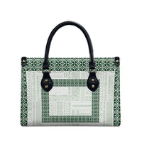 Samoa Siapo Green Trimmed Leather Bag Samoa White Sunday LT01 - Polynesian Pride