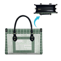 Samoa Siapo Green Trimmed Leather Bag Samoa White Sunday LT01 - Polynesian Pride