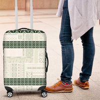 Samoa Siapo Green Trimmed Luggage Cover Samoa White Sunday LT01 Green - Polynesian Pride
