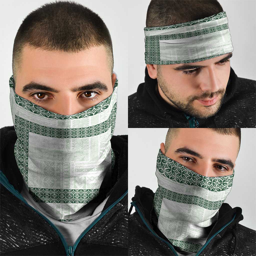 Samoa Siapo Green Trimmed Neck Gaiter Samoa White Sunday LT01 - Polynesian Pride