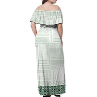 Samoa Siapo Green Trimmed Off Shoulder Maxi Dress Samoa White Sunday LT01 - Polynesian Pride