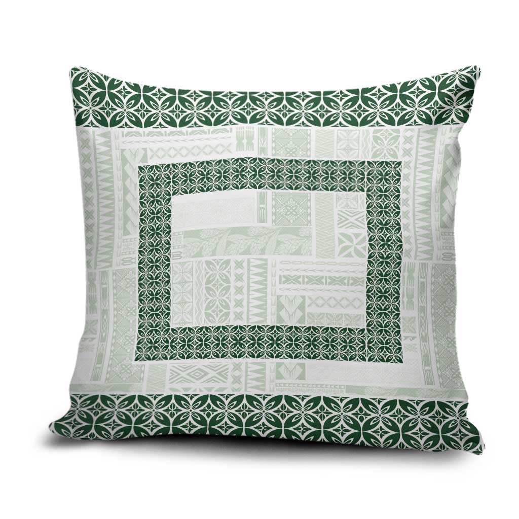 Samoa Siapo Green Trimmed Pillow Cover Samoa White Sunday LT01 Green - Polynesian Pride