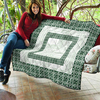 Samoa Siapo Green Trimmed Quilt Samoa White Sunday LT01 - Polynesian Pride