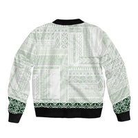 Samoa Siapo Green Trimmed Sleeve Zip Bomber Jacket Samoa White Sunday LT01 - Polynesian Pride