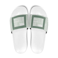 Samoa Siapo Green Trimmed Slide Sandals Samoa White Sunday LT01 Green - Polynesian Pride