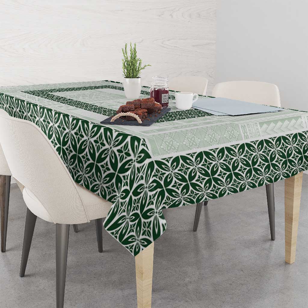 Samoa Siapo Green Trimmed Tablecloth Samoa White Sunday LT01 - Polynesian Pride