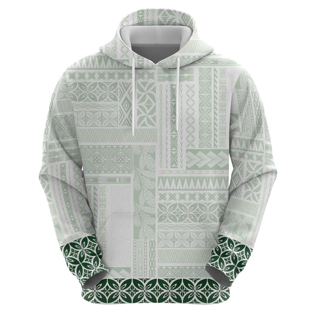 Samoa Siapo Green Trimmed Zip Hoodie Samoa White Sunday LT01 - Polynesian Pride