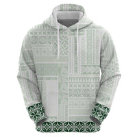 Samoa Siapo Green Trimmed Zip Hoodie Samoa White Sunday LT01 - Polynesian Pride