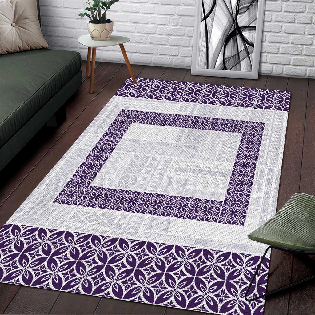Samoa Siapo Purple Trimmed Area Rug Samoa White Sunday LT01 Purple - Polynesian Pride