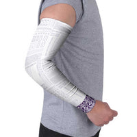 Samoa Siapo Purple Trimmed Arm Sleeves Samoa White Sunday LT01 - Polynesian Pride