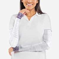 Samoa Siapo Purple Trimmed Arm Sleeves Samoa White Sunday LT01 - Polynesian Pride