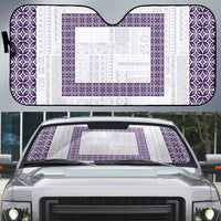 Samoa Siapo Purple Trimmed Auto Sun Shade Samoa White Sunday LT01 Purple - Polynesian Pride