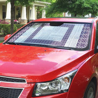 Samoa Siapo Purple Trimmed Auto Sun Shade Samoa White Sunday LT01 - Polynesian Pride