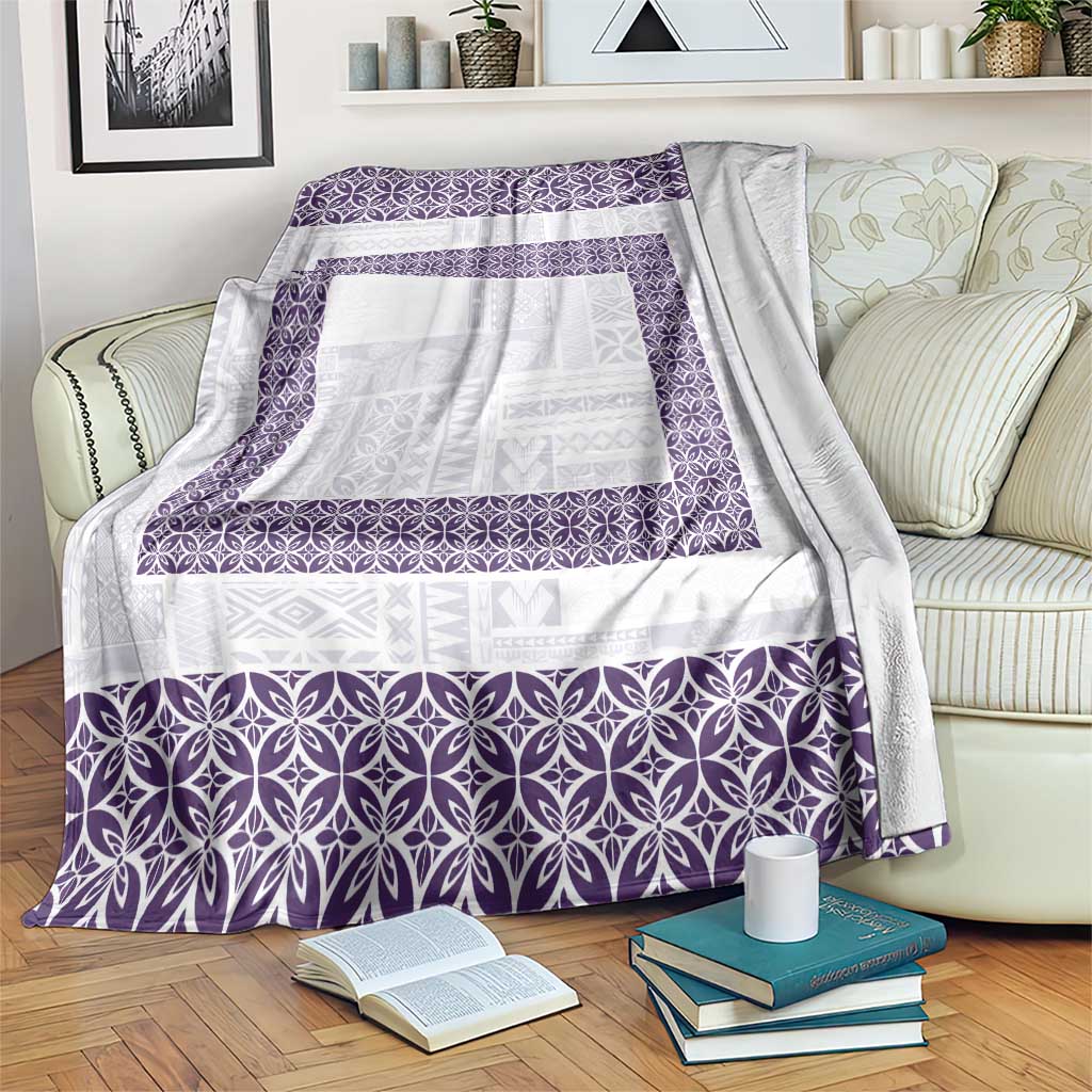 Samoa Siapo Purple Trimmed Blanket Samoa White Sunday LT01 Purple - Polynesian Pride