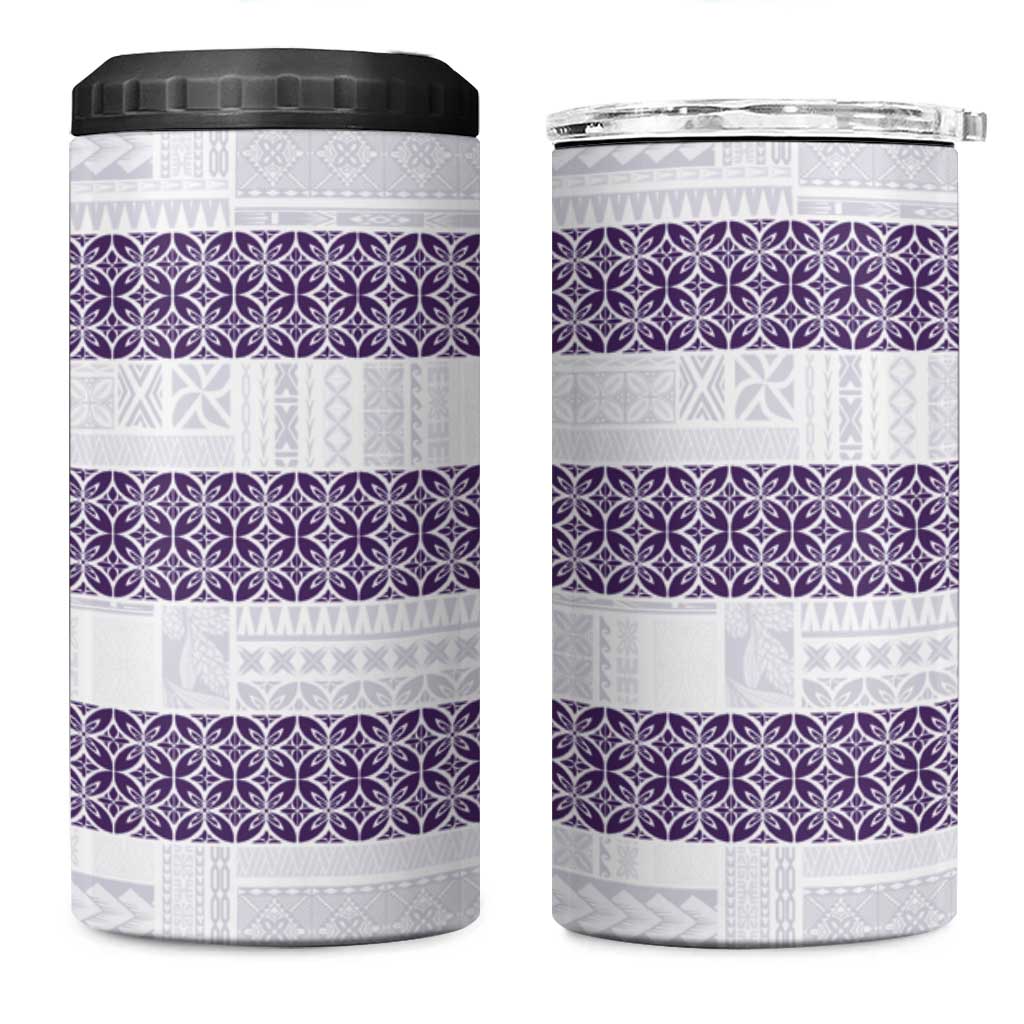 Samoa Siapo Purple Trimmed 4 in 1 Can Cooler Tumbler Samoa White Sunday LT01 One Size: 16 oz Purple - Polynesian Pride