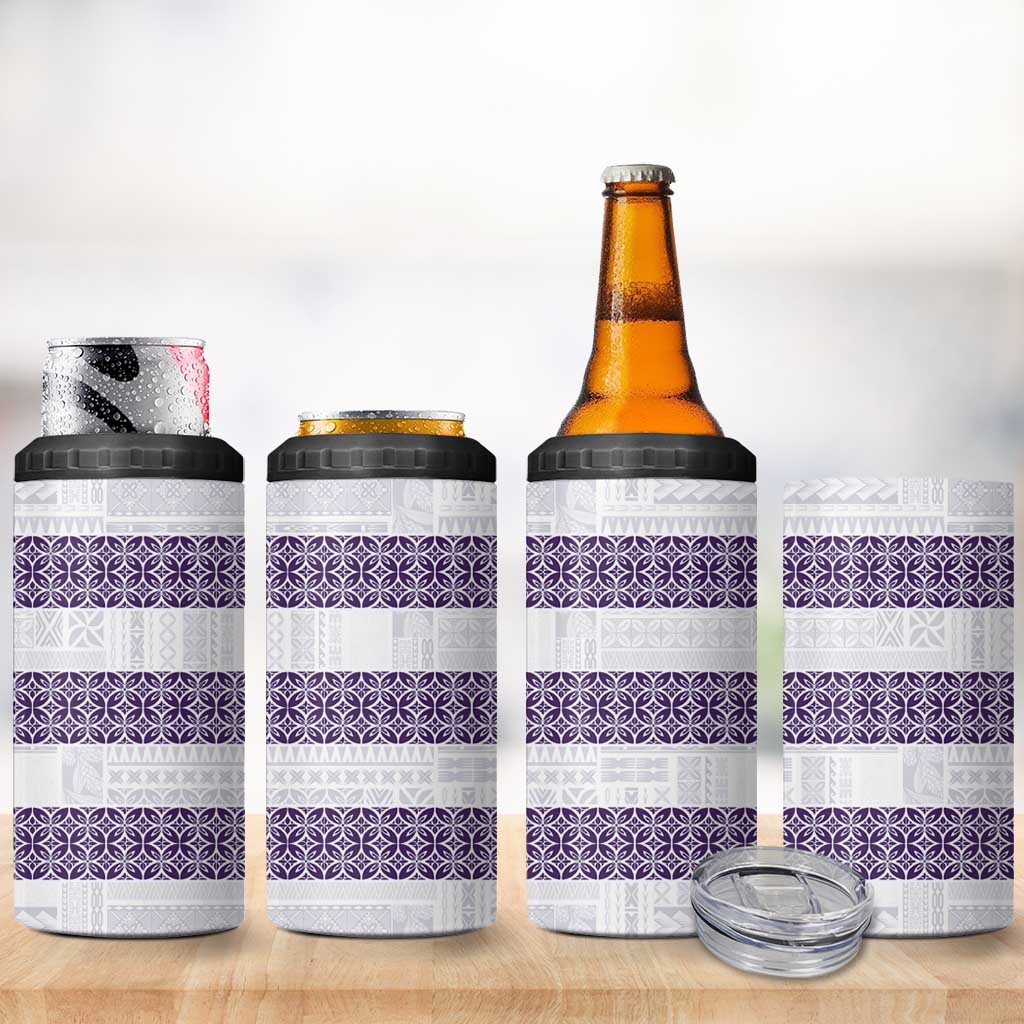 Samoa Siapo Purple Trimmed 4 in 1 Can Cooler Tumbler Samoa White Sunday LT01 - Polynesian Pride