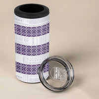 Samoa Siapo Purple Trimmed 4 in 1 Can Cooler Tumbler Samoa White Sunday LT01 - Polynesian Pride