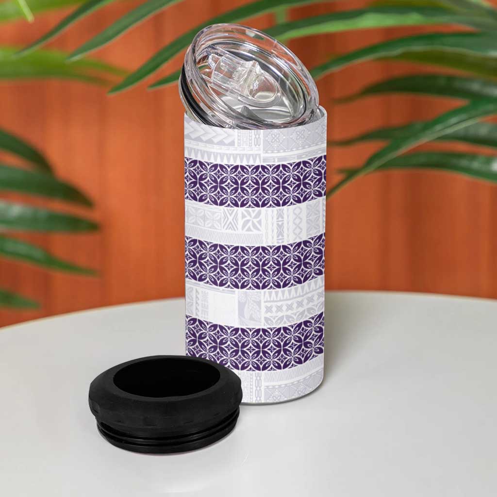 Samoa Siapo Purple Trimmed 4 in 1 Can Cooler Tumbler Samoa White Sunday LT01 - Polynesian Pride