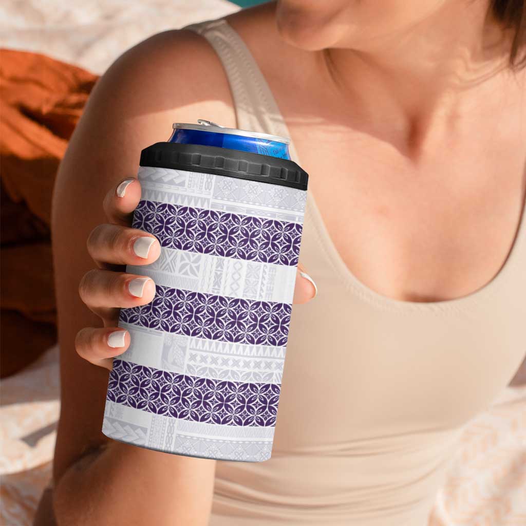 Samoa Siapo Purple Trimmed 4 in 1 Can Cooler Tumbler Samoa White Sunday LT01 - Polynesian Pride