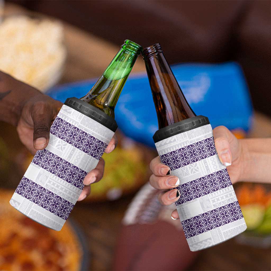 Samoa Siapo Purple Trimmed 4 in 1 Can Cooler Tumbler Samoa White Sunday LT01 - Polynesian Pride