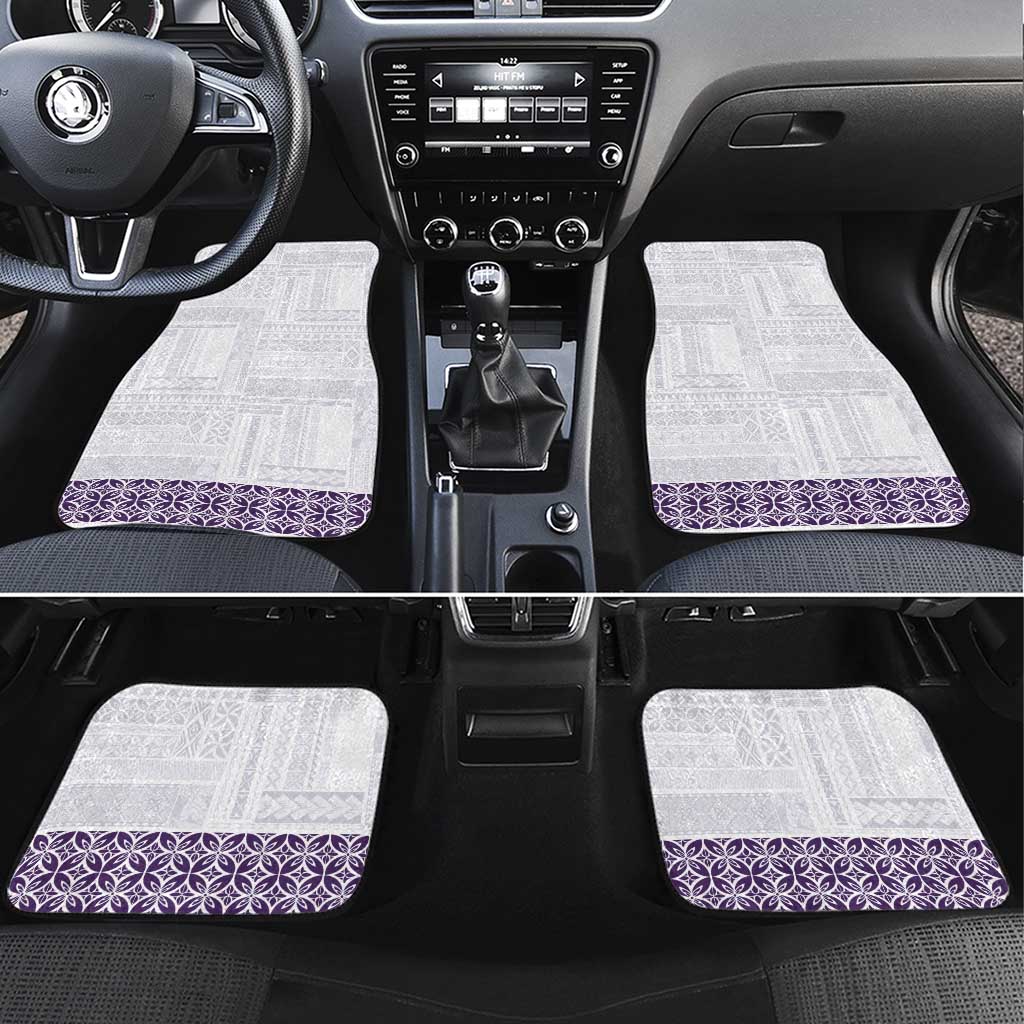 Samoa Siapo Purple Trimmed Car Mats Samoa White Sunday LT01 Set 4pcs Purple - Polynesian Pride