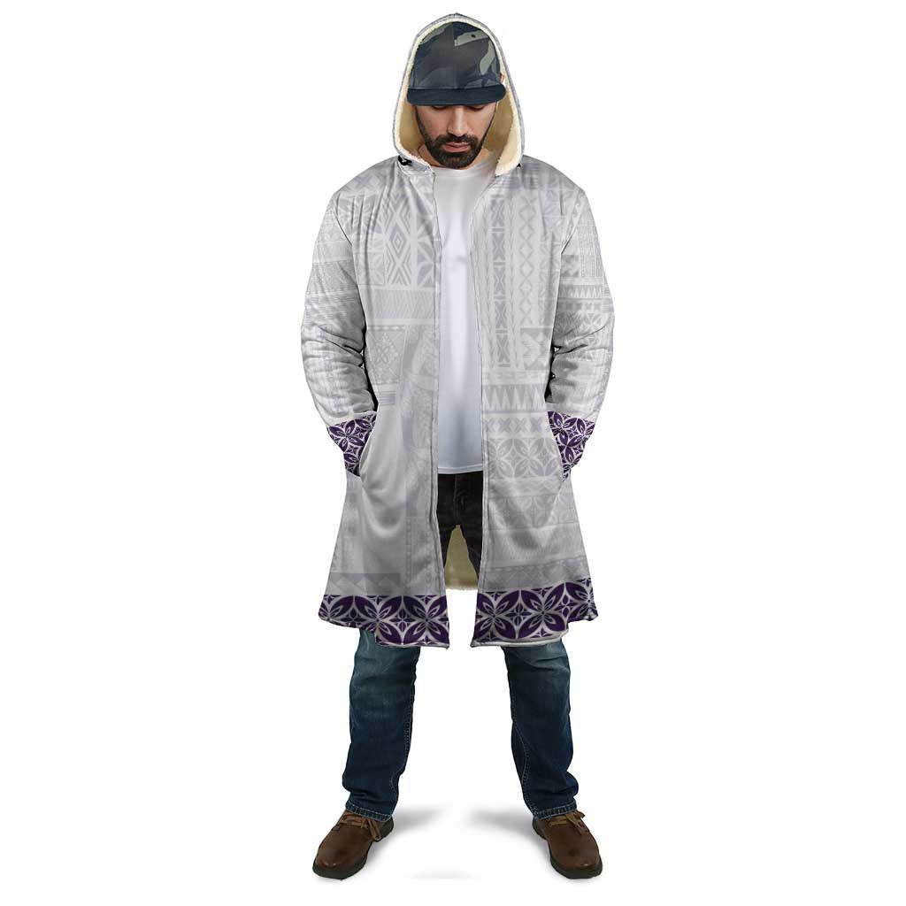 Samoa Siapo Purple Trimmed Cloak Samoa White Sunday LT01 - Polynesian Pride