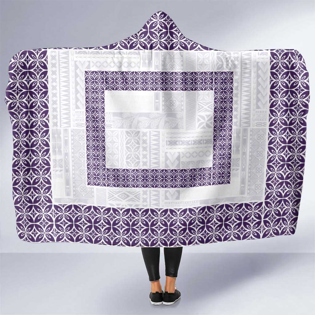 Samoa Siapo Purple Trimmed Hooded Blanket Samoa White Sunday LT01 One Size Purple - Polynesian Pride