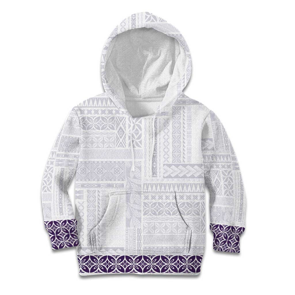 Samoa Siapo Purple Trimmed Kid Hoodie Samoa White Sunday LT01 Hoodie Purple - Polynesian Pride