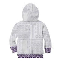 Samoa Siapo Purple Trimmed Kid Hoodie Samoa White Sunday LT01 - Polynesian Pride