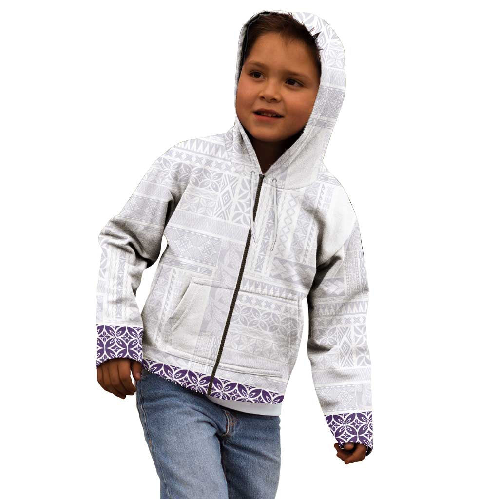 Samoa Siapo Purple Trimmed Kid Hoodie Samoa White Sunday LT01 - Polynesian Pride